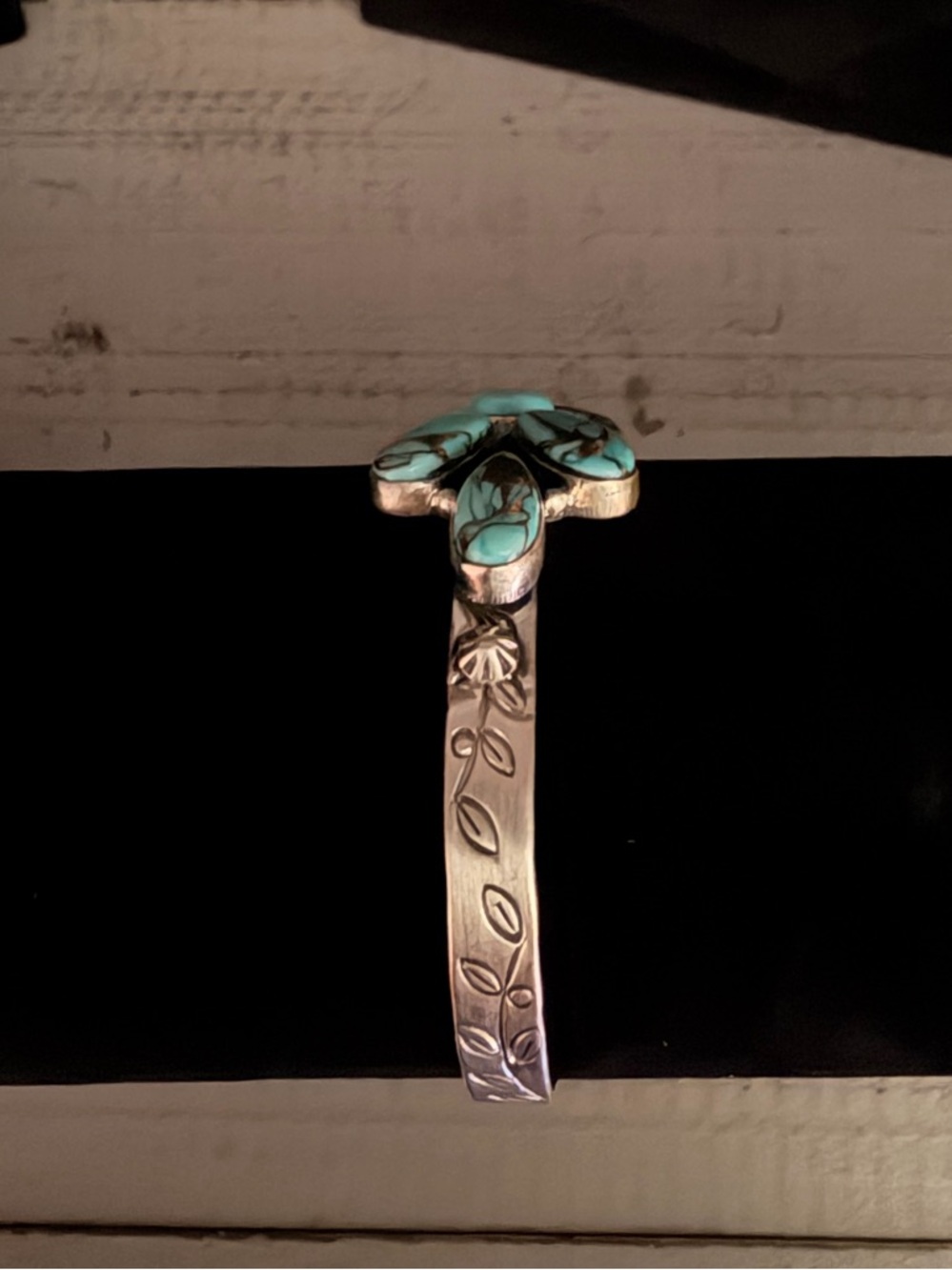 Mint Dahlia Turquoise and 925 Sterling Silver Cuff- Adjustable - Picture 2 of 5
